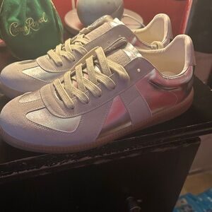 Maison Martin Margiela Metallic Silver and White Sneakers